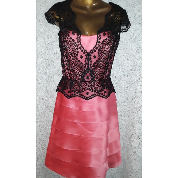 Roland Nivelais Dresses & Skirts - Roland Nivelais Sz 6 Tangerine Bergdorf Goodman Silk Dress w Lace